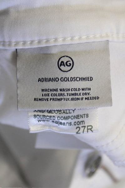 Adriano Goldschmied Womens Textured Zip Button Slim Leg Pants White Size EUR 27
