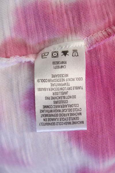 Pam & Gela Womens Cotton Short Sleeve Round Neck Tie Dye Dress Pink Size S