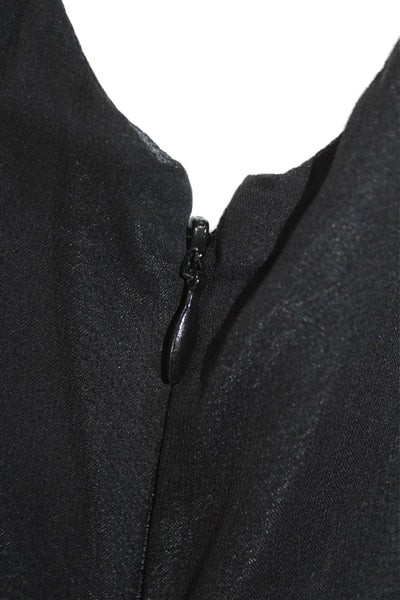Milly Womens Textured Round Neck Sleeveless Sequence Slip Dress Black Size 4