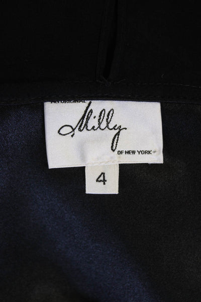 Milly Womens Textured Round Neck Sleeveless Sequence Slip Dress Black Size 4