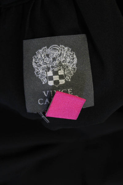Vince Camuto Womens Textured Round Neck Short Sleeve Mini Dress Black Size 6