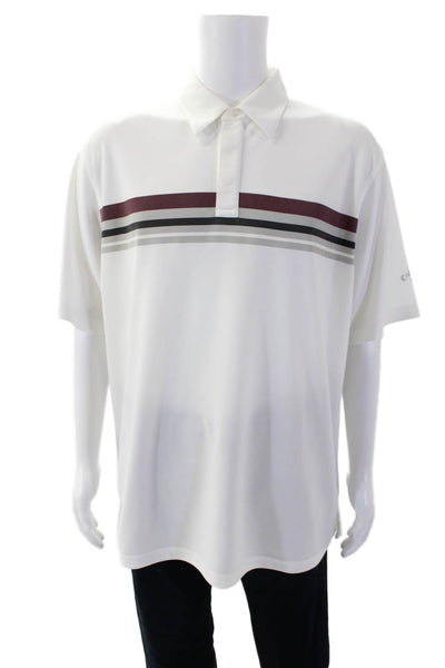 Callaway Mens Cotton Short Sleeve V-neck Polo Casual T-shirt White Size XL