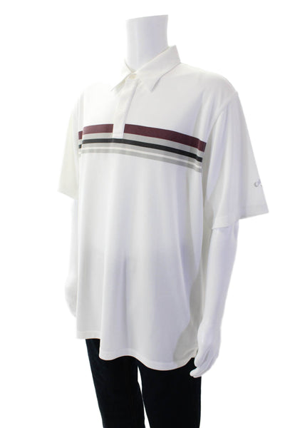 Callaway Mens Cotton Short Sleeve V-neck Polo Casual T-shirt White Size XL