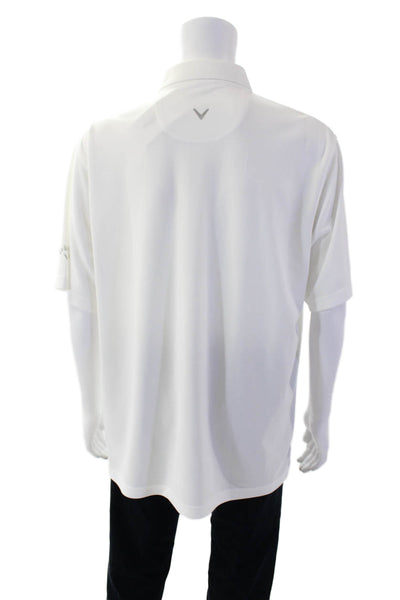 Callaway Mens Cotton Short Sleeve V-neck Polo Casual T-shirt White Size XL