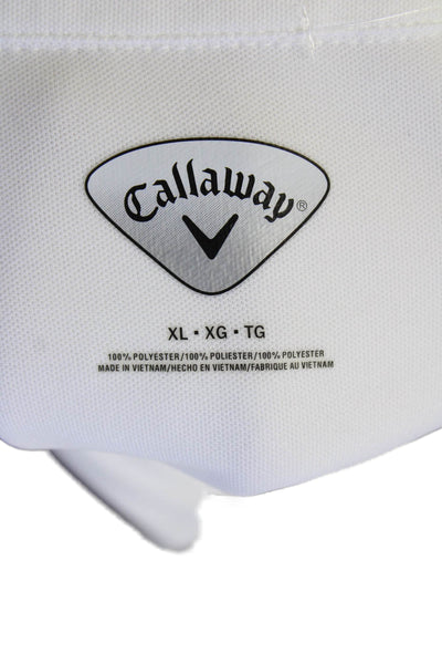 Callaway Mens Cotton Short Sleeve V-neck Polo Casual T-shirt White Size XL