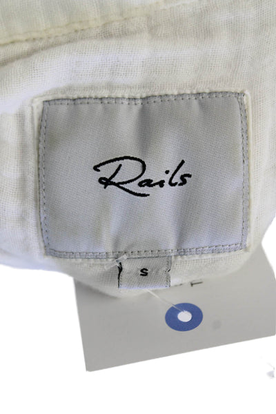 Rails Womens Cotton V-neck Long Sleeve Half Button Blouse White Size S
