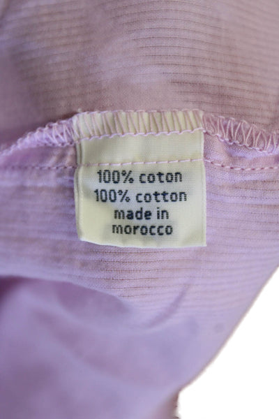 Hartford Womens Cotton Short Sleeve V-neck Button Blouse Pink Size 01