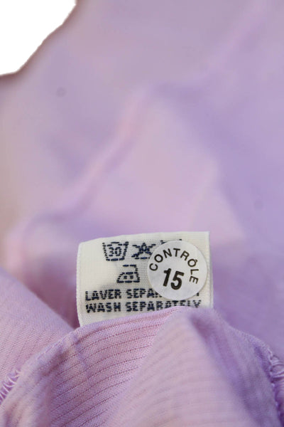 Hartford Womens Cotton Short Sleeve V-neck Button Blouse Pink Size 01