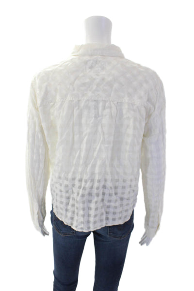 Rails Womens Cotton Long Sleeve Button Up Tie Front Blouse White Size L