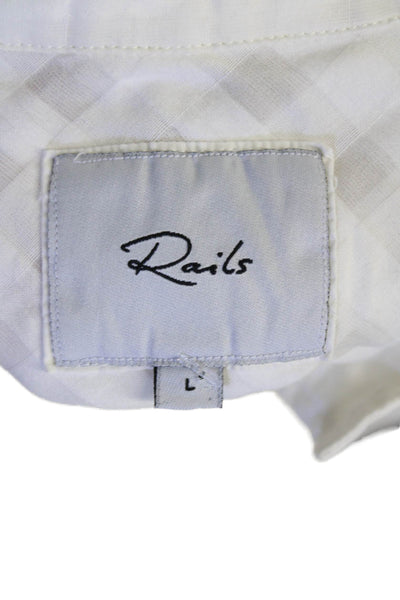 Rails Womens Cotton Long Sleeve Button Up Tie Front Blouse White Size L