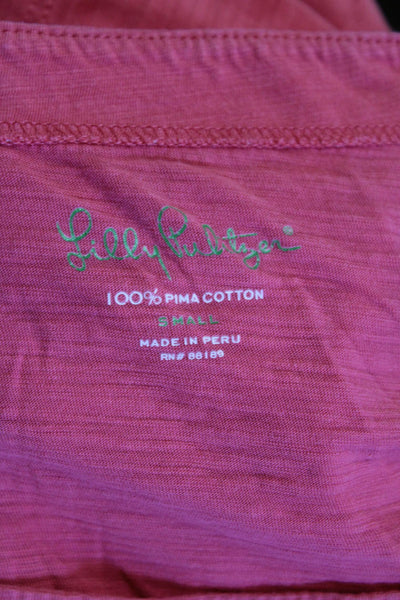 Lilly Pulitzer Womens Ruched 3/4 Sleeves Shirt Dress Coral Pink Cotton Size Smal