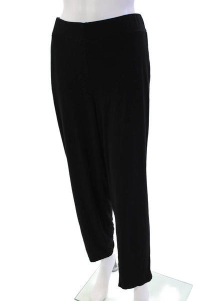 Eileen Fisher Woman Womens Two Pocket Elastic Waist Tapered Pants Black Size 1X