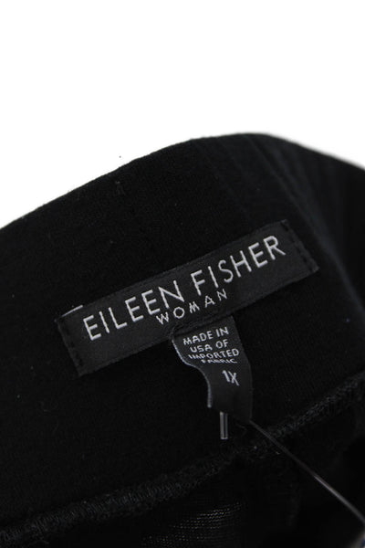 Eileen Fisher Woman Womens Two Pocket Elastic Waist Tapered Pants Black Size 1X