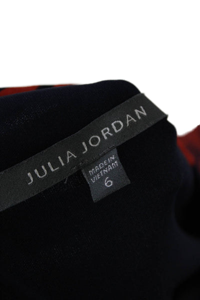 Julia Jordan Womens Floral Print A Line Maxi Dress Navy Blue Orange Size 6