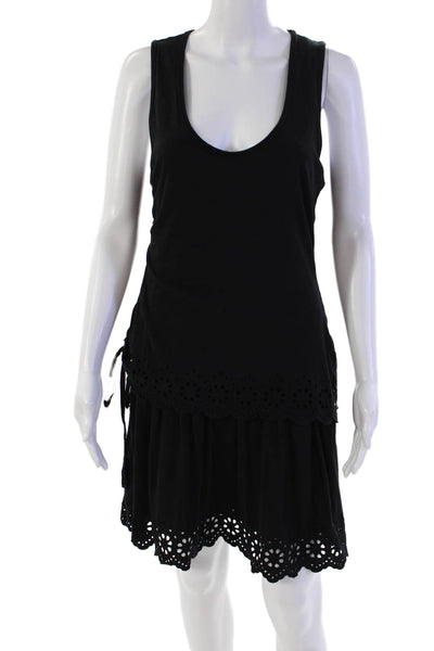 10 Crosby Derek Lam Womens Sleeveless Eyelet Dress Black Cotton Size Large