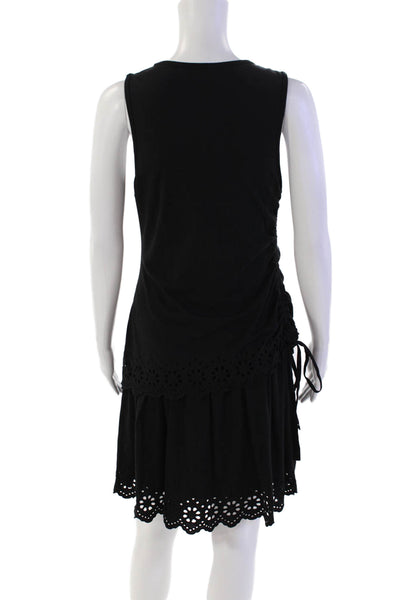 10 Crosby Derek Lam Womens Sleeveless Eyelet Dress Black Cotton Size Large
