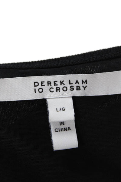 10 Crosby Derek Lam Womens Sleeveless Eyelet Dress Black Cotton Size Large