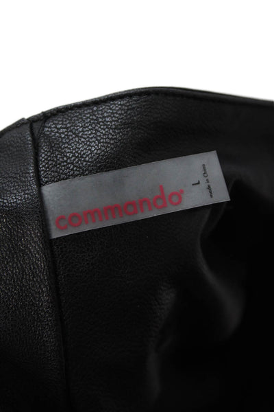 Commando Womens Faux Leather Belted Slim Leg High Rise Pants Black Size Large