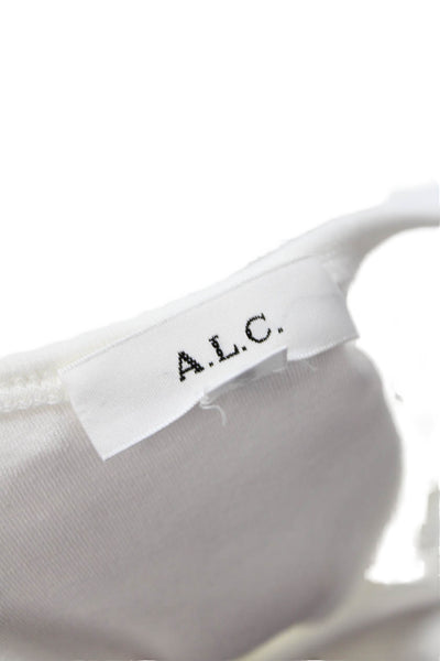 A.L.C. Womens Short Wing Sleeves Pullover Shirt White Cotton Size Medium