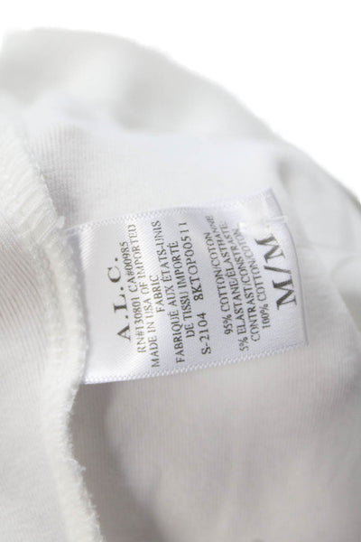 A.L.C. Womens Short Wing Sleeves Pullover Shirt White Cotton Size Medium