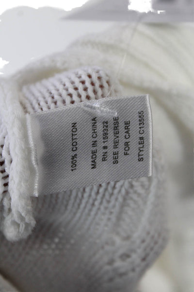 Central Park West Womens Ruffled Sleeves Sweater White Cotton Size Medium