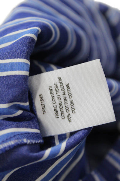 Derek Lam 10 Crosby Womens Sleeveless Striped Asymmetric Button Down Blue size 8