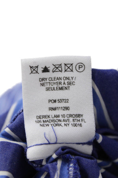 Derek Lam 10 Crosby Womens Sleeveless Striped Asymmetric Button Down Blue size 8