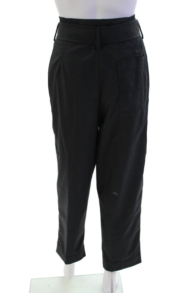 3.1 Phillip Lim Womens Cotton Tie Waist Pleated Straight Leg Pants Black Size 6