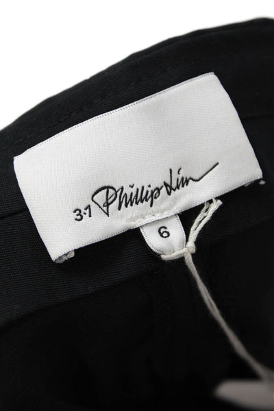 3.1 Phillip Lim Womens Cotton Tie Waist Pleated Straight Leg Pants Black Size 6