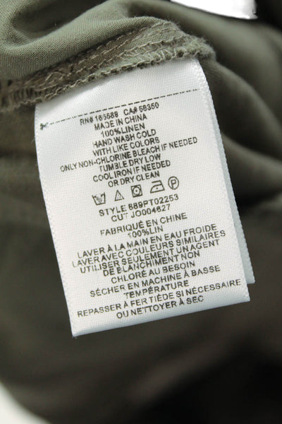 Joie Womens Linen Pleated High Rise Tapered Trousers Green Size 4