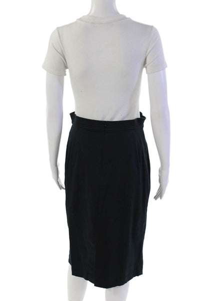 Charles Chang-Lima Womens Cotton Quilted Waistband Pencil Skirt Blue Size 28"