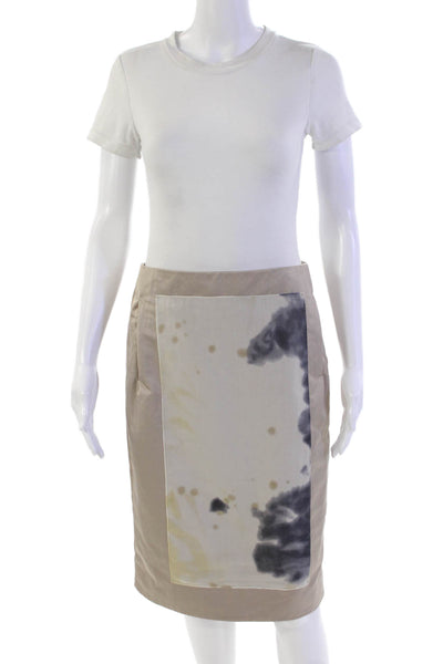 Rachel Roy Womens Colorblock Spotted Print Pencil Skirt Beige Size 4