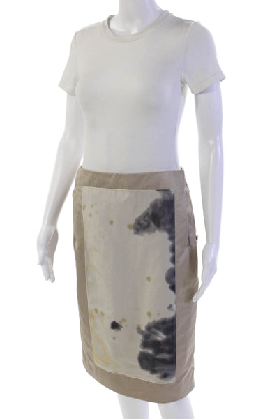 Rachel Roy Womens Colorblock Spotted Print Pencil Skirt Beige Size 4