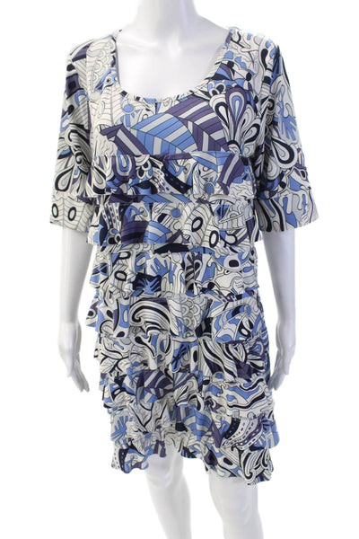 Isle By Melis Kozan Womens Geometric Tiered Half Sleeve Dress White Size XL