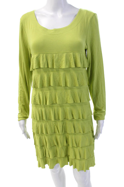 Isle By Melis Kozan Womens Long Sleeve Knee Length Tiered Dress Pink Size M