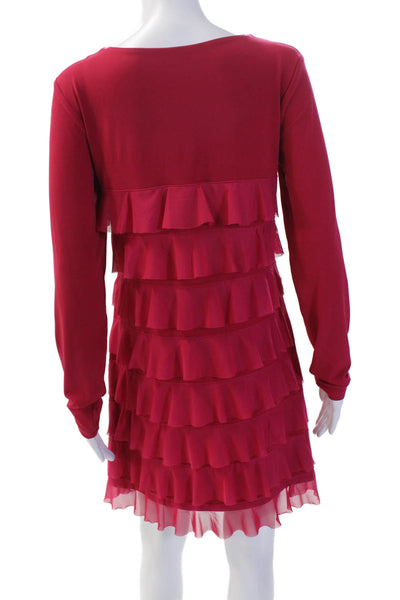 Isle By Melis Kozan Womens Tiered Long Sleeve Ruffled Dress Pink Size XL