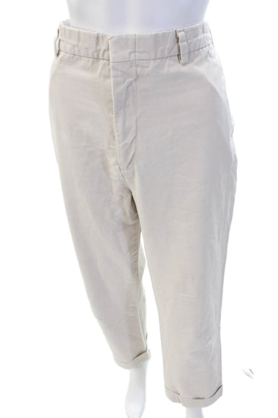 o'connell's Womens Cotton Button Zip Cuff Bottom Straight Leg Pants White Size E