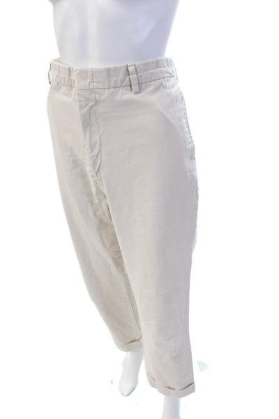 o'connell's Womens Cotton Button Zip Cuff Bottom Straight Leg Pants White Size E