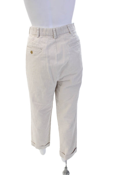 o'connell's Womens Cotton Button Zip Cuff Bottom Straight Leg Pants White Size E