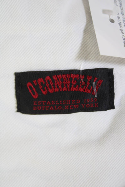 o'connell's Womens Cotton Button Zip Cuff Bottom Straight Leg Pants White Size E