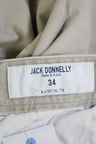 Jack Donnelly Womens Cotton Zip Button Straight Cuff Bottom Pants Khaki Size EUR