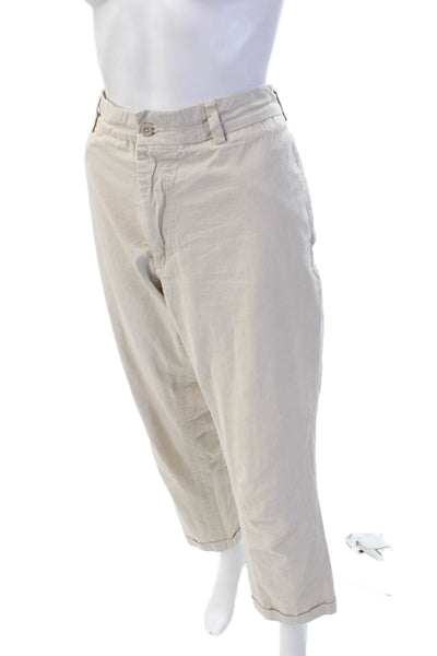 Jack Donnelly Womens Cotton Zip Button Straight Leg Pants Khaki Size EUR 34