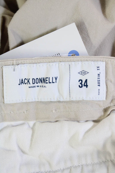 Jack Donnelly Womens Cotton Zip Button Straight Leg Pants Khaki Size EUR 34