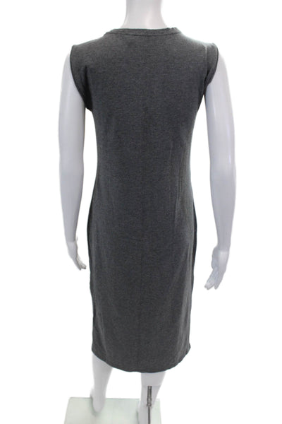 Theory Womens Crew Neck Sleeveless Pocket Detail Side Slit Dress Gray Size S
