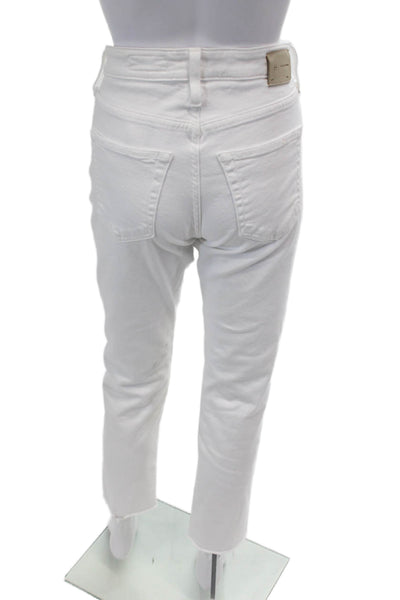 AG-ED Denim Womens Cotton Pocketed Distressed Ankle Skinny Jeans White Size 26