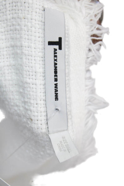 T Alexander Wang Womens Cotton Long Sleeve Frayed Detail Jacket White Size S