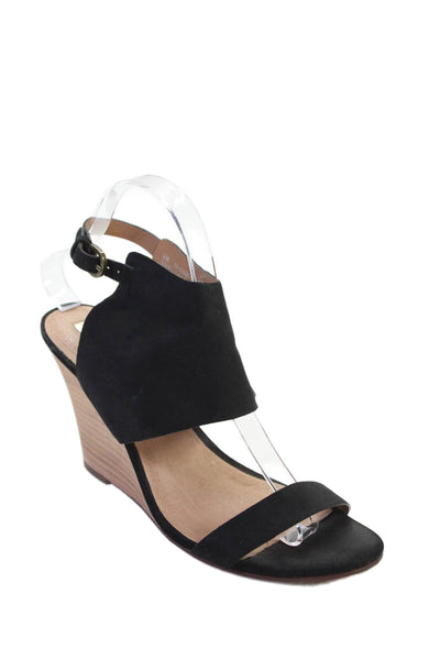 Halogen Womens Open Toe Ankle Buckle Detail Wedge High Heels Black Size 8