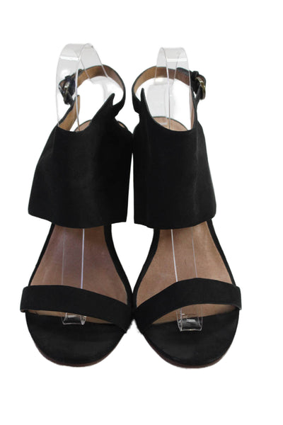 Halogen Womens Open Toe Ankle Buckle Detail Wedge High Heels Black Size 8