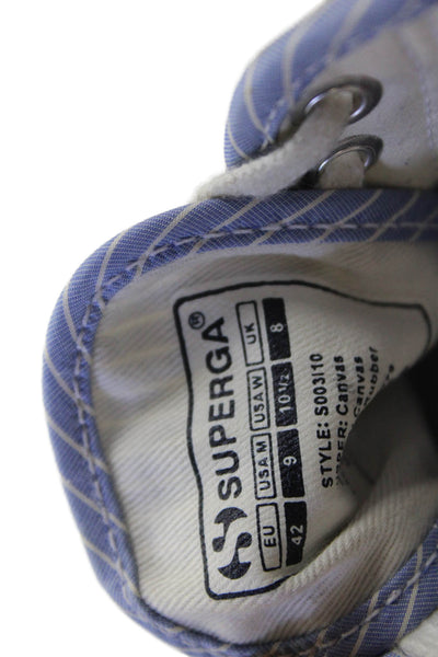 Superga Womens Lace Up Stitiching Detail Striped Print Sneakers Blue Size 9