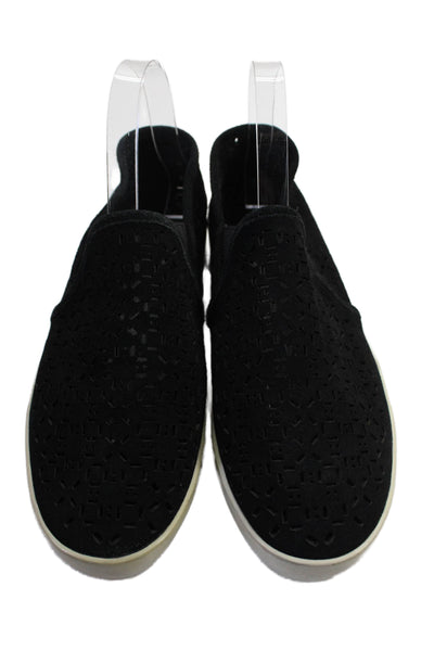 Joie Womens Suede Round Toe Cutout Detail Slip On Casual Shoes Black Size 10